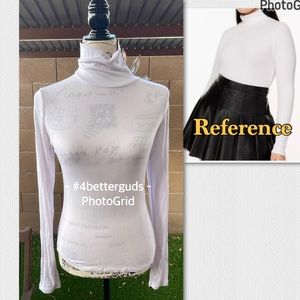 Sunday Best Aritzia Ribbed Round Scallop Hemline Turtleneck Long Sleeve Top MD